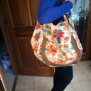 XL multicolor canvas tote bag
